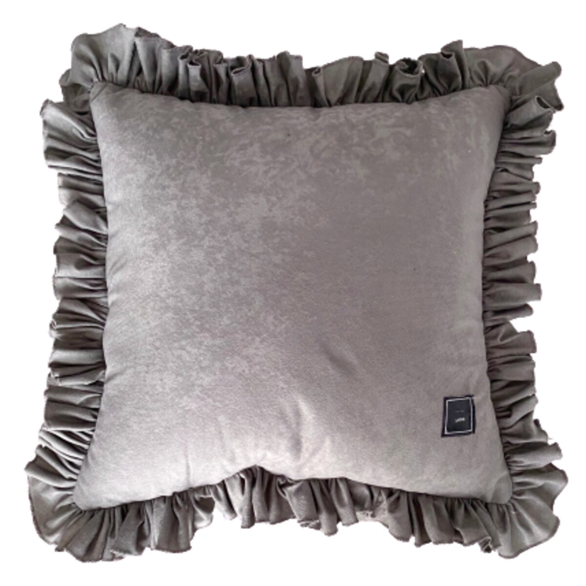 Poduszka Dekoracyjna Welurowa Z Falbanką Szara 50X50 Cm