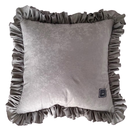 Poduszka Dekoracyjna Welurowa Z Falbanką Szara 50X50 Cm