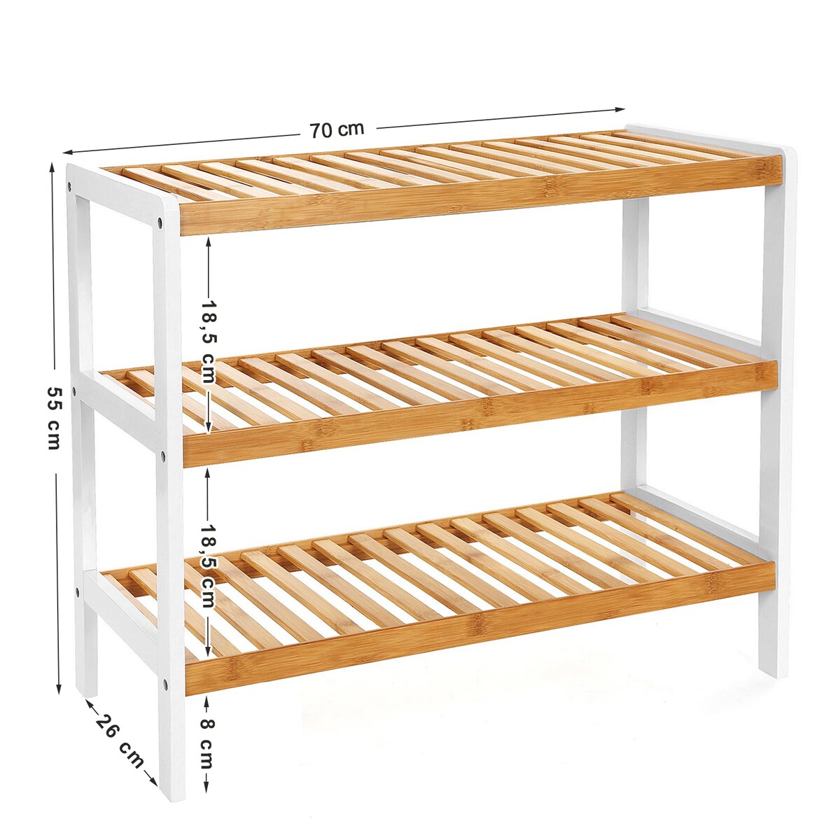 Szafka Na Buty 70X26X55 Cm Naturalny, Biały