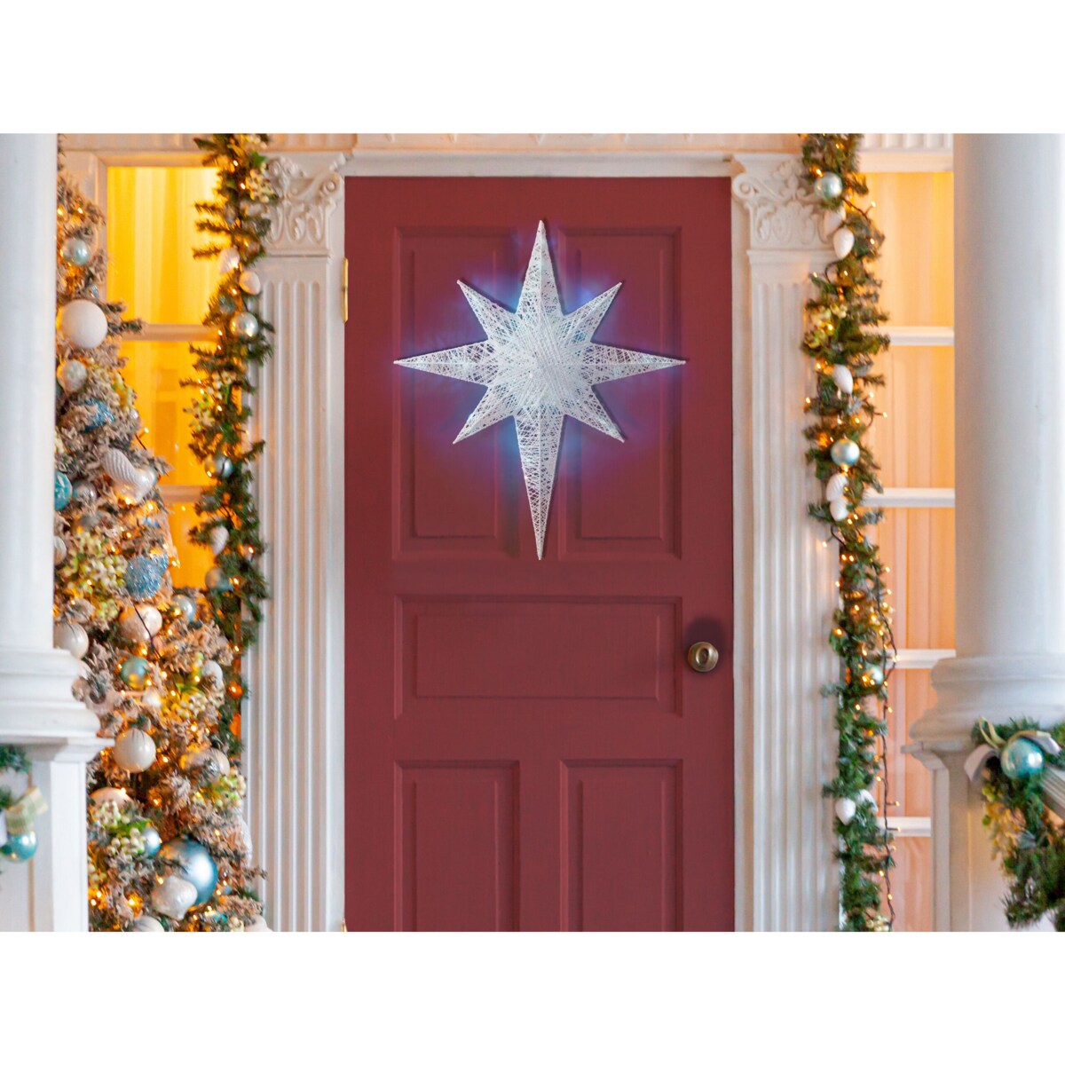 Dekoracja ogrodowa wisząca LED gwiazda 67 cm biała OSMA