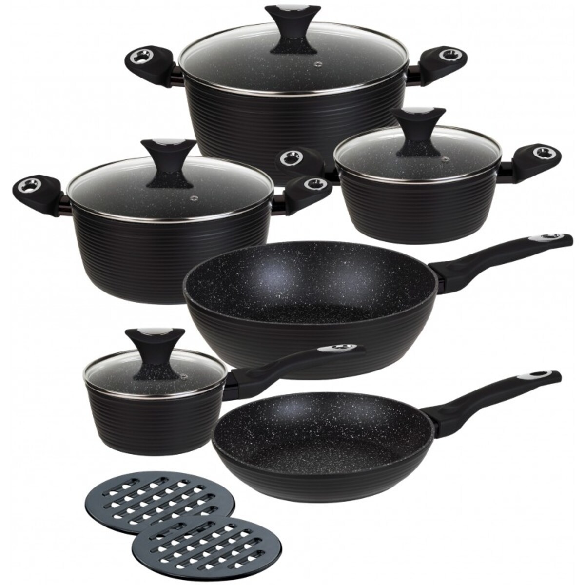 Zestaw garnków z powłoką granitową Marmo 12 ele. KLAUSBERG