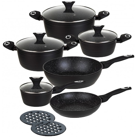 Zestaw garnków z powłoką granitową Marmo 12 ele. KLAUSBERG