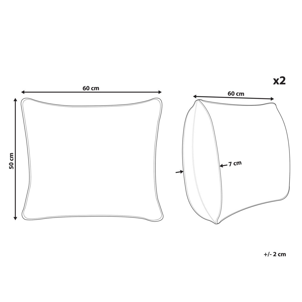 Zestaw 2 poduszek poliestrowych niskich 50 x 60 cm MANA