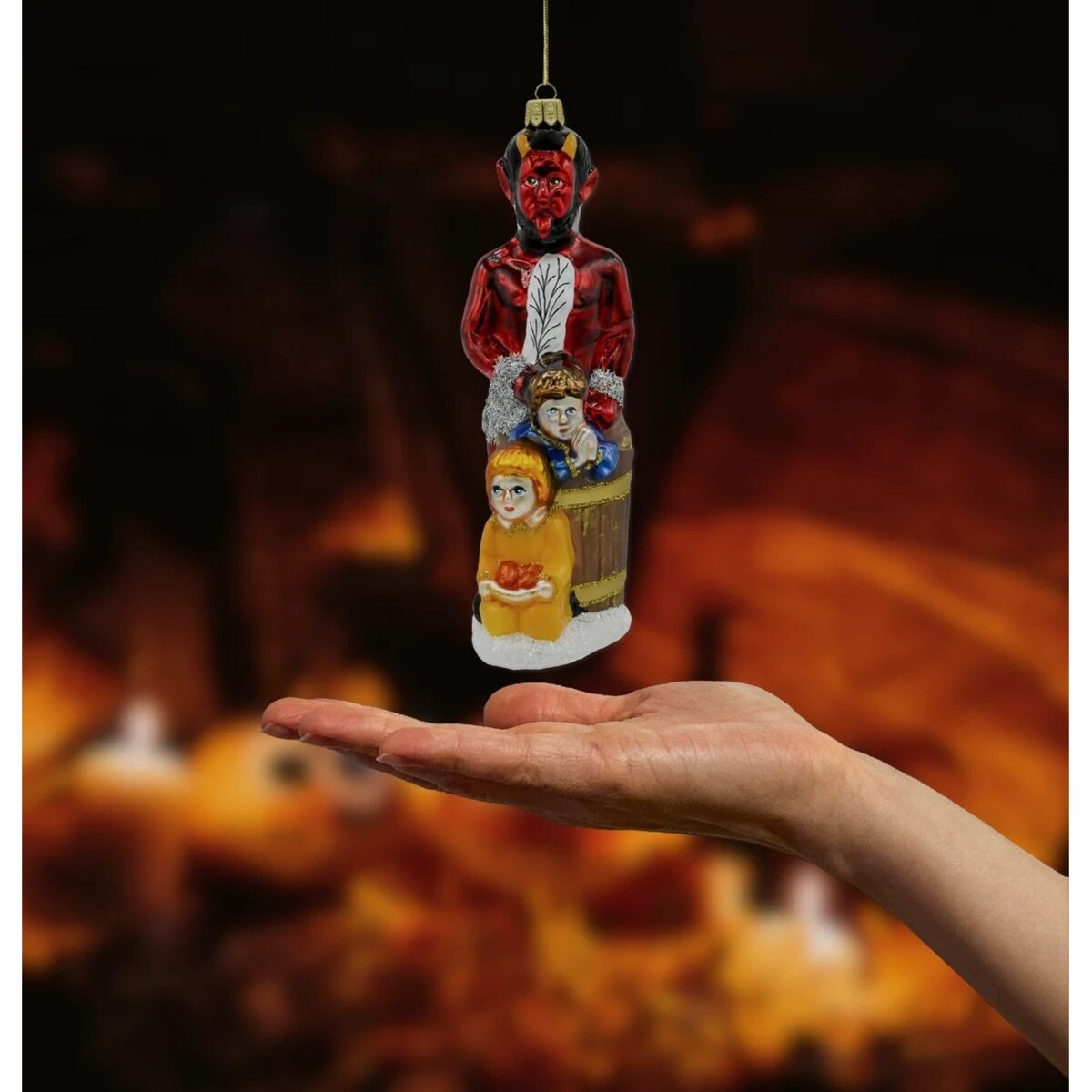 Bombka choinkowa: Krampus z dziećmi