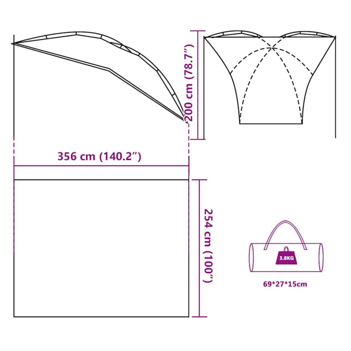 vidaXL Namiot samochodowy, niebieski, wodoodporny