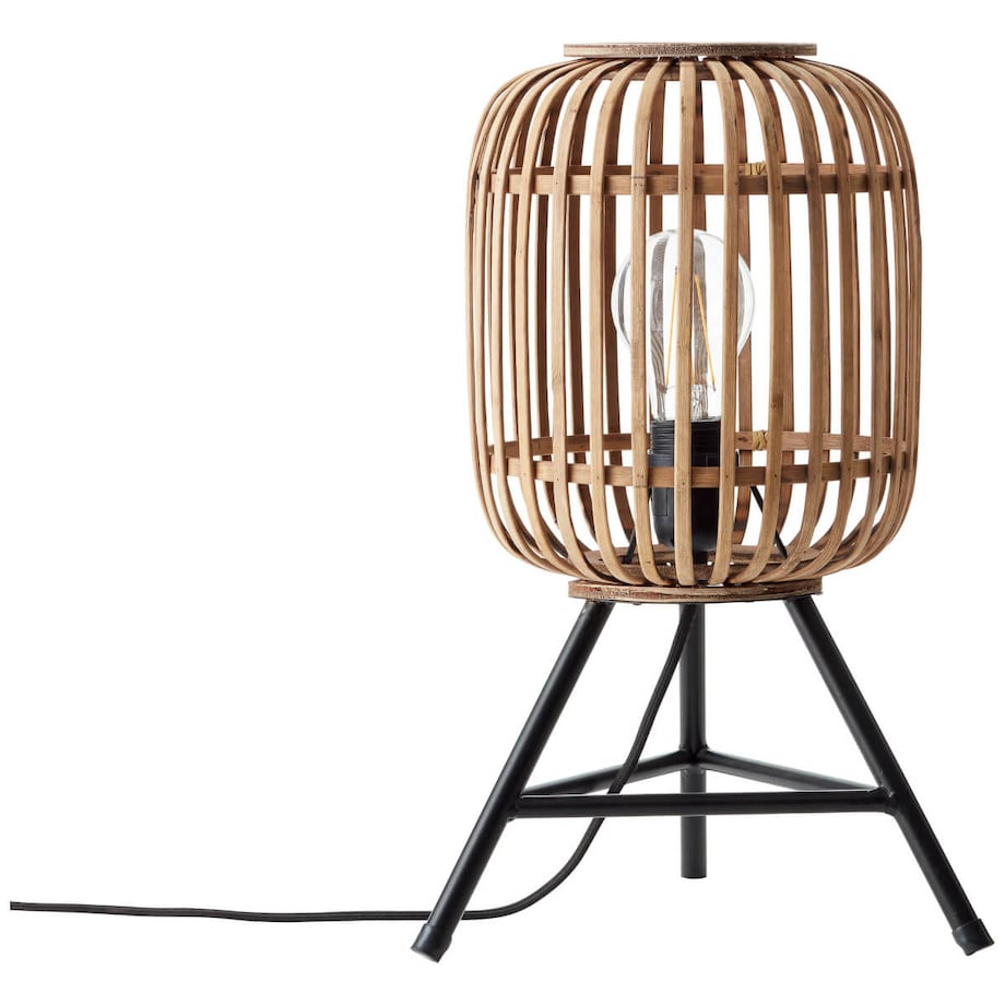 Stołowa lampka tuba Woodrow 93775/20 Brilliant bambusowa beżowy czarny