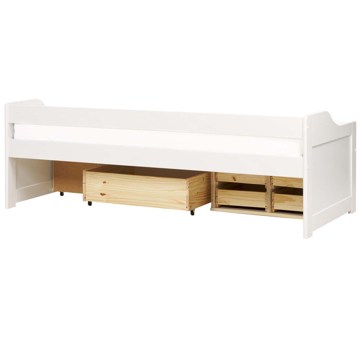 Łóżko dzienne z szufladami Drewno sosnowe ROYVILLE 90 x 200 cm Biały
