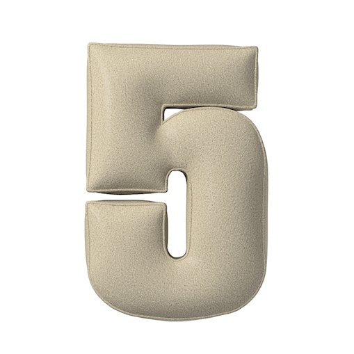 Poduszka Cyferka 5, jasny beż, 25 x 40 cm, Boucle