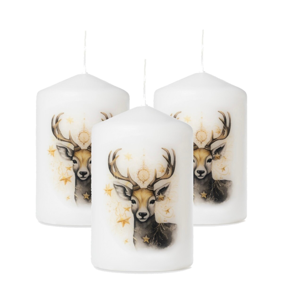 Zestaw świec świątecznych 3 szt. – Renifer, idealne na prezent