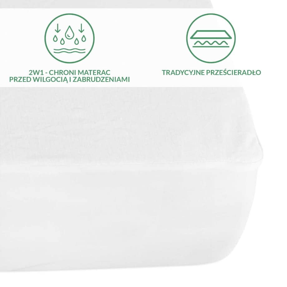 Prześcieradło ochronne wodoodporne z gumką 2w1, rozmiar 140x200 SG kolor biały