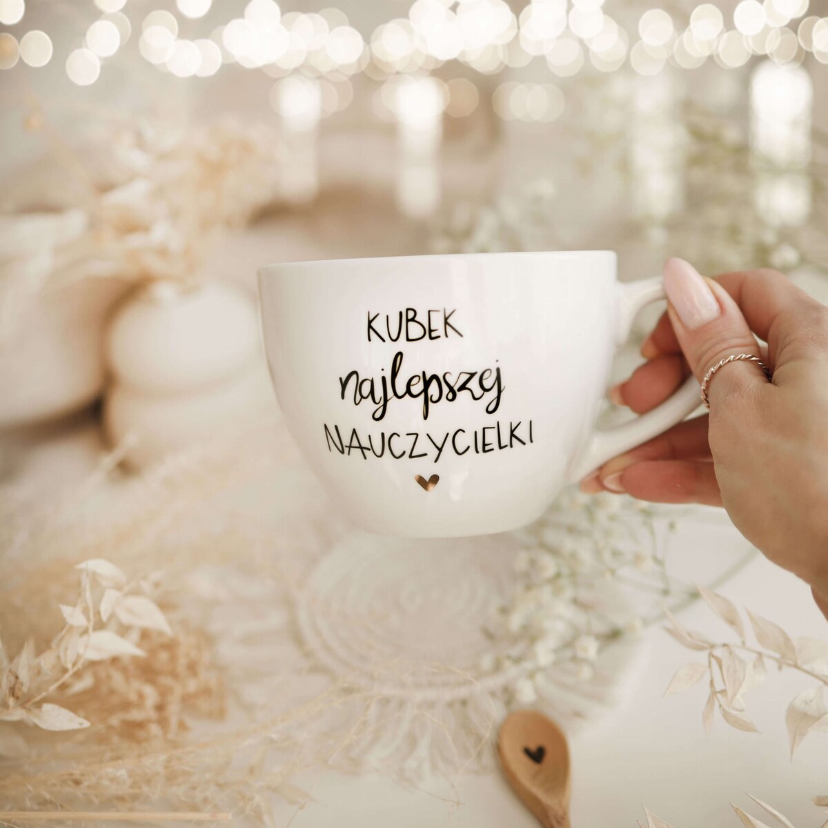Kubek 500 ml - Kubek najlepszej nauczycielki ZŁOTE SERCE