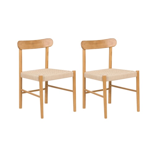 Zestaw 2 krzeseł do jadalni EAGAN Drewno Brązowy/ beżowy