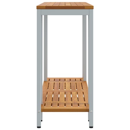 vidaXL Stół ogrodowy Naturalny i Szary 35x110x75 cm z litego drewna i stali