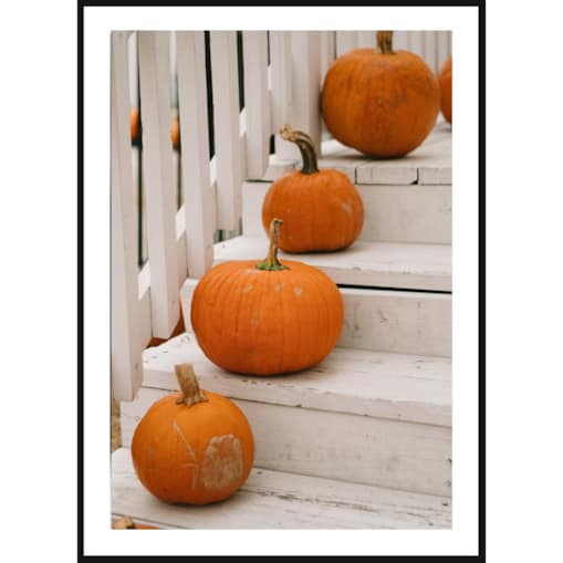 Poster Story, Plakat, Obraz - Dynie na Białych Schodach, wymiary 42 x 60 cm