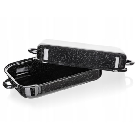 BRYTFANNA prostokątna emaliowana 35cm pokrywa do pieczenia na prezent 2w1