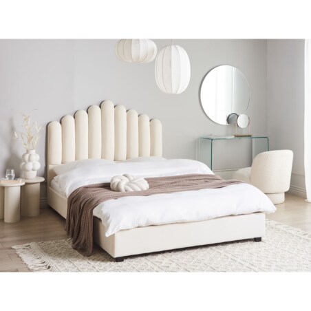 Łóżko wodne Welur VINCENNES 140 x 200 cm Złamana biel