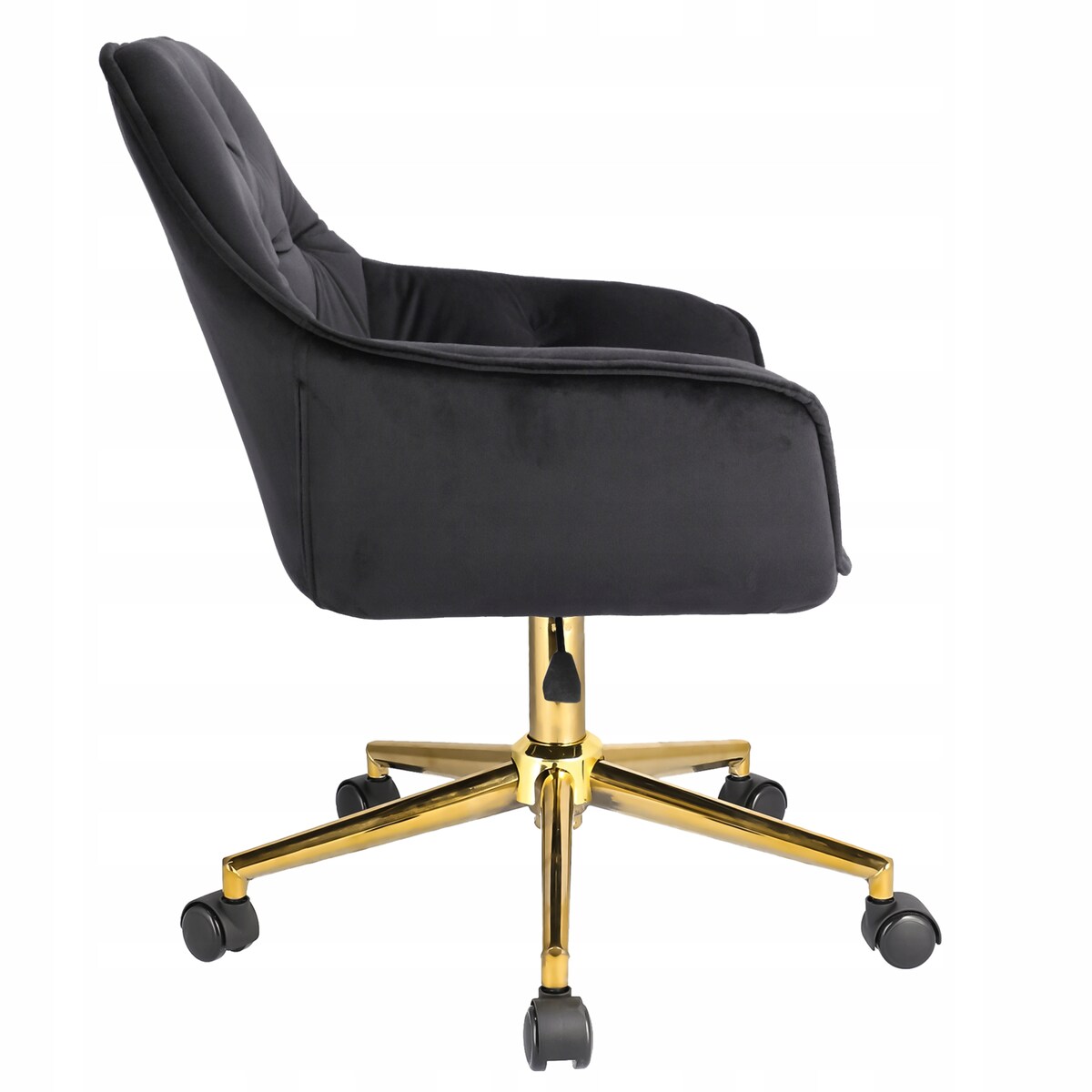 Fotel obrotowy welurowy LARGO czarny na złotej stopie