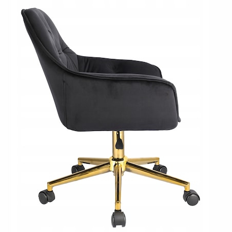 Fotel obrotowy welurowy LARGO czarny na złotej stopie