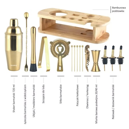 Zestaw barmański 16 elementów Shaker KLAUSBERG złoty