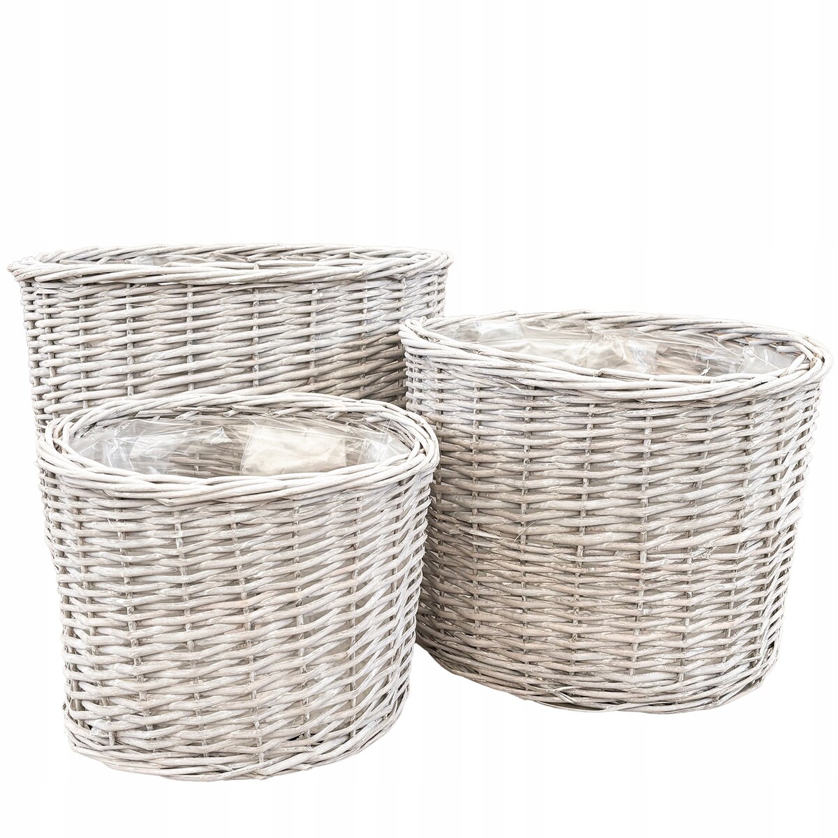 KOSZ WIKLINOWY XL 56cm NA KWIATY DREWNO DUŻY OWALNY DONICA KWIETNIK 3 szt