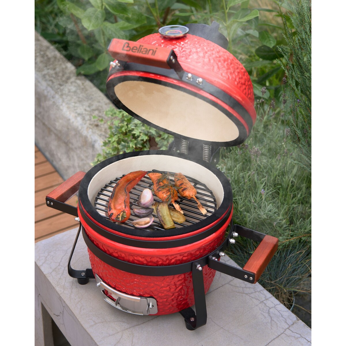 Mini grill węglowy KAMADO Ceramika Czerwony