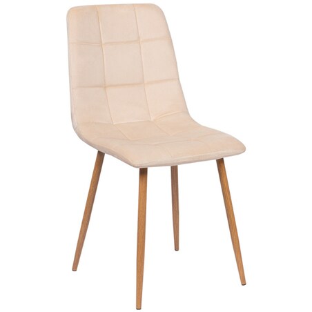 Krzesło tapicerowane do salonu beżowe welurowe pikowane