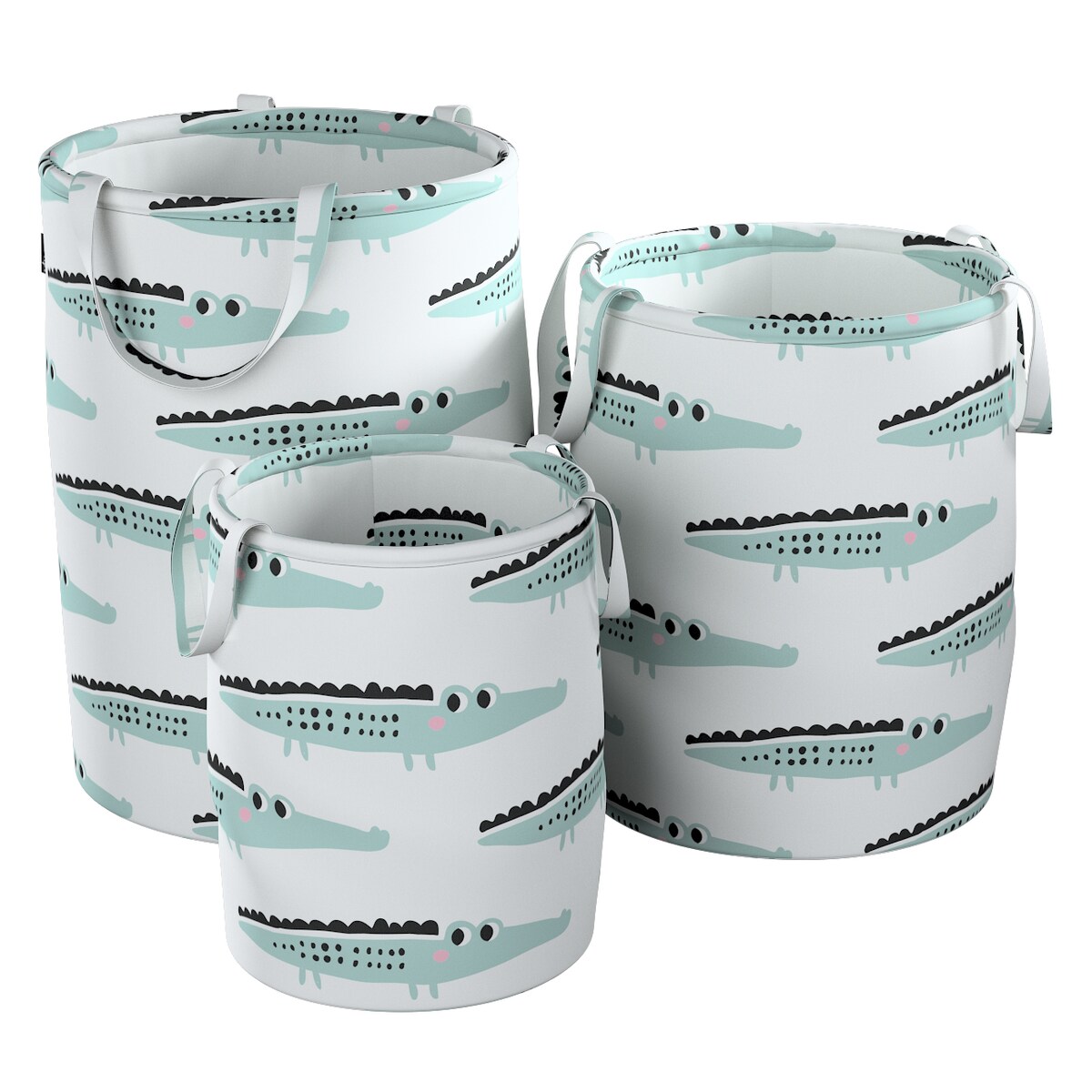 Kosz na zabawki Tobi, ecru-zielony, 40x50cm, Magic Collection