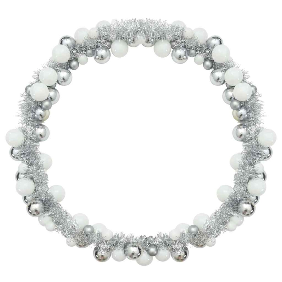 vidaXL Girlanda z bombek świątecznych Biały i Srebrny 186 cm