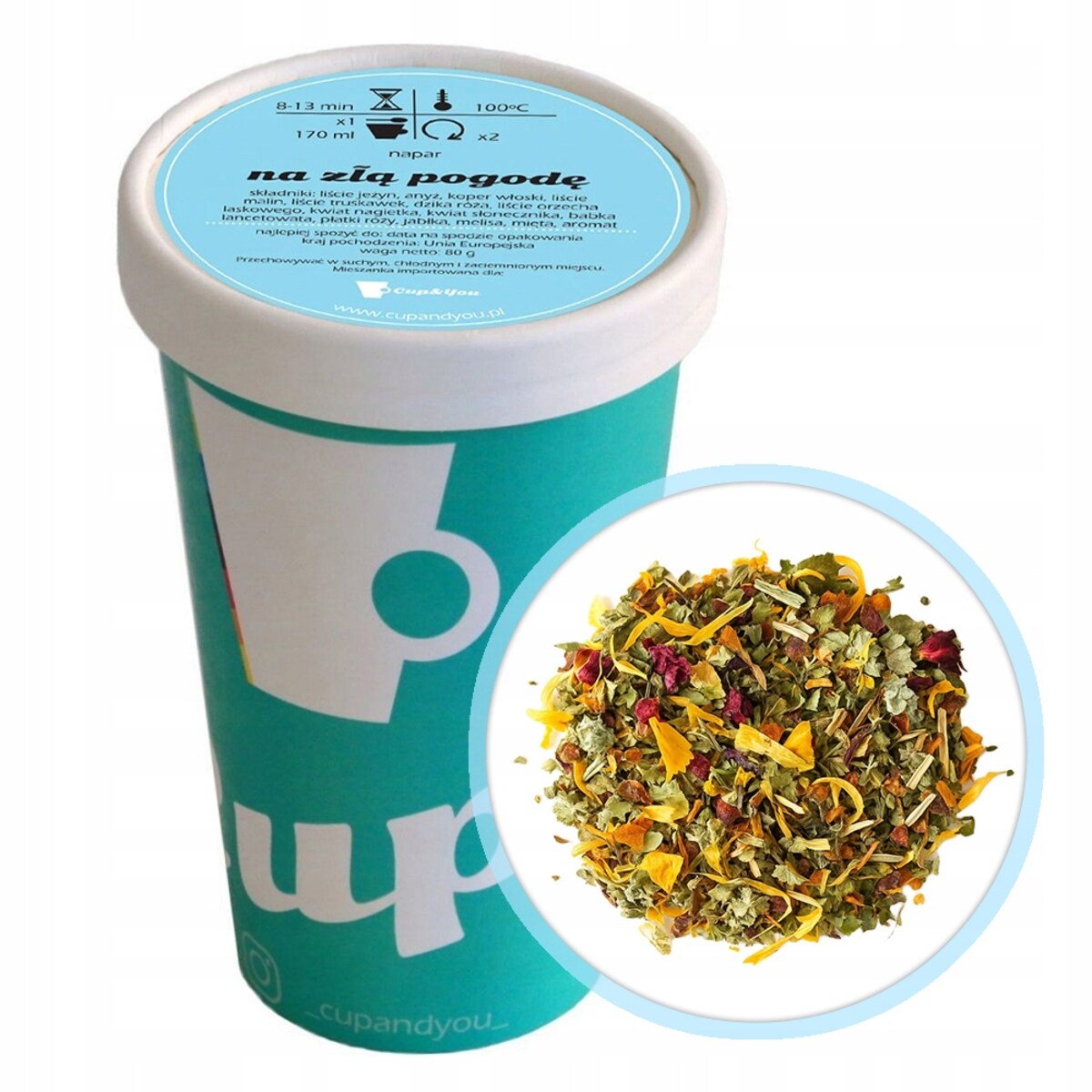 Herbata ziołowa przeciwzapalna NA ZŁĄ POGODĘ liście jeżyn jabłka mięta 80g - herbata liściasta sypana mieszanka napar susz