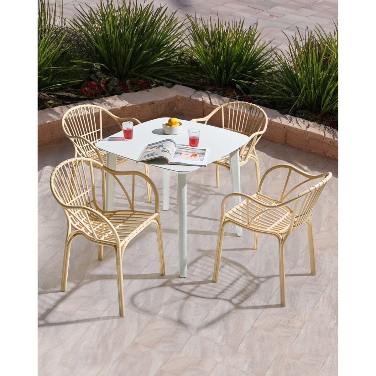 Zestaw 4 krzeseł ogrodowych ANDORA Beżowy