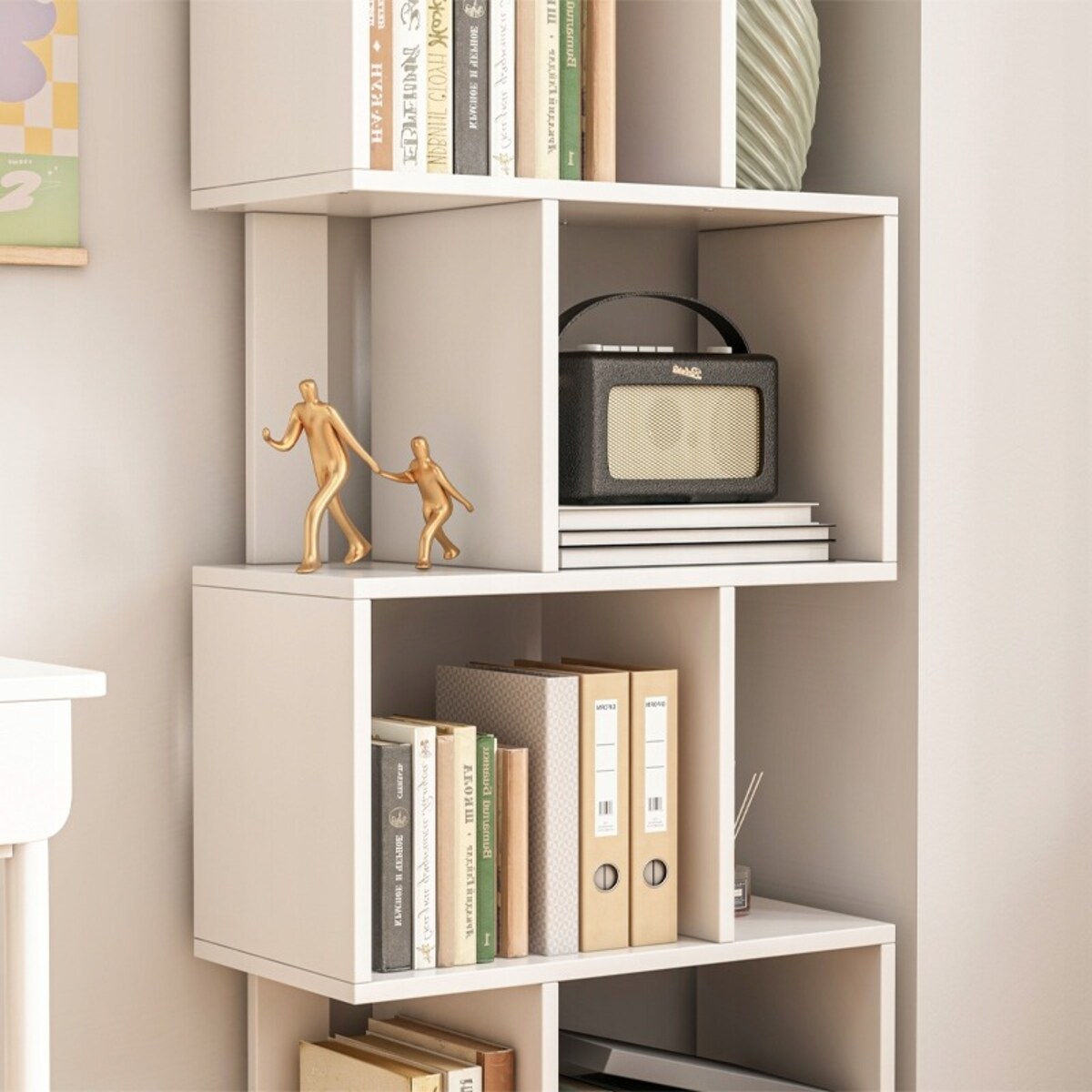 Regał otwarty stojący biały półka szafka biblioteczka nowoczesny loft 140cm