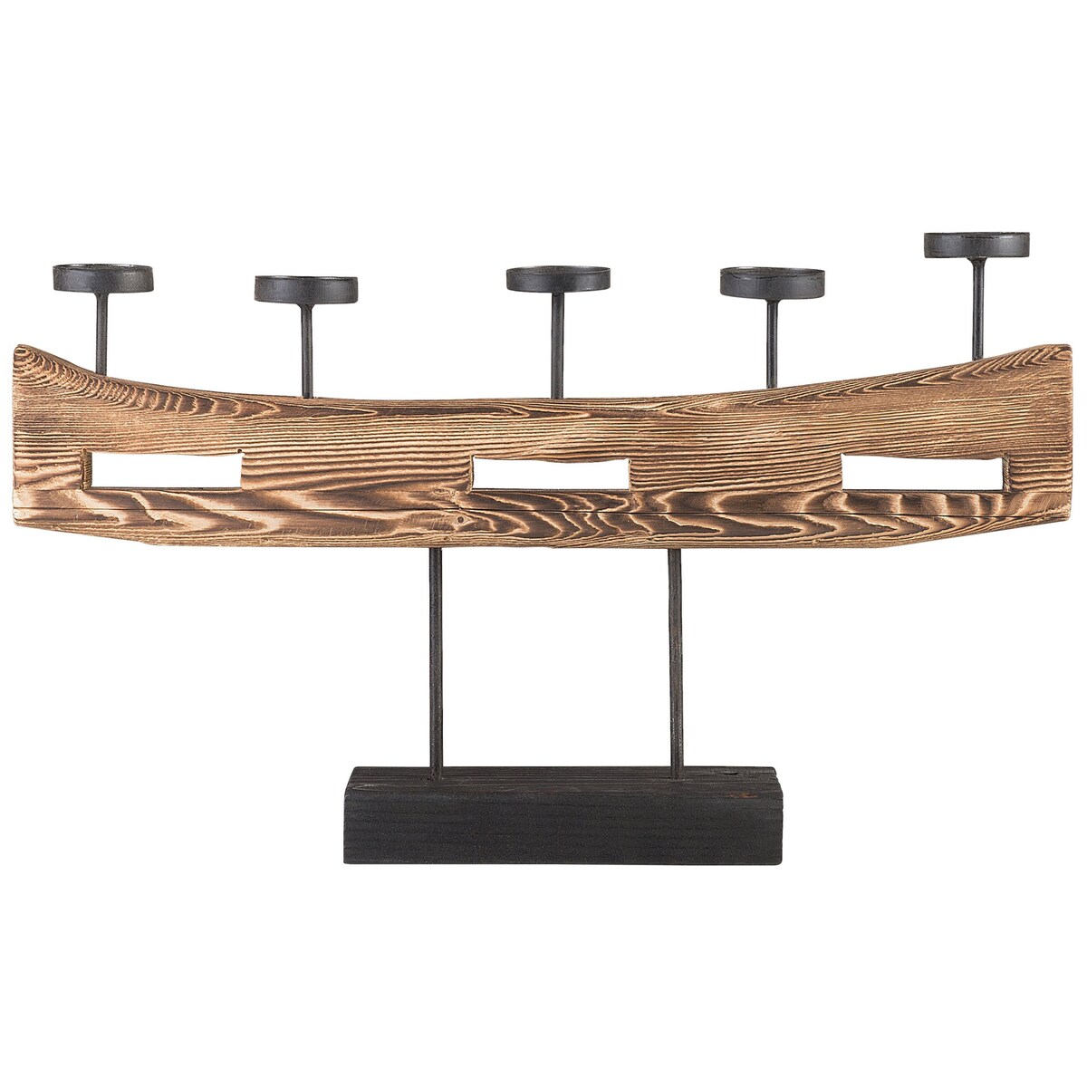 Świecznik GUATEMALA Drewno sosnowe 36 cm Brązowy