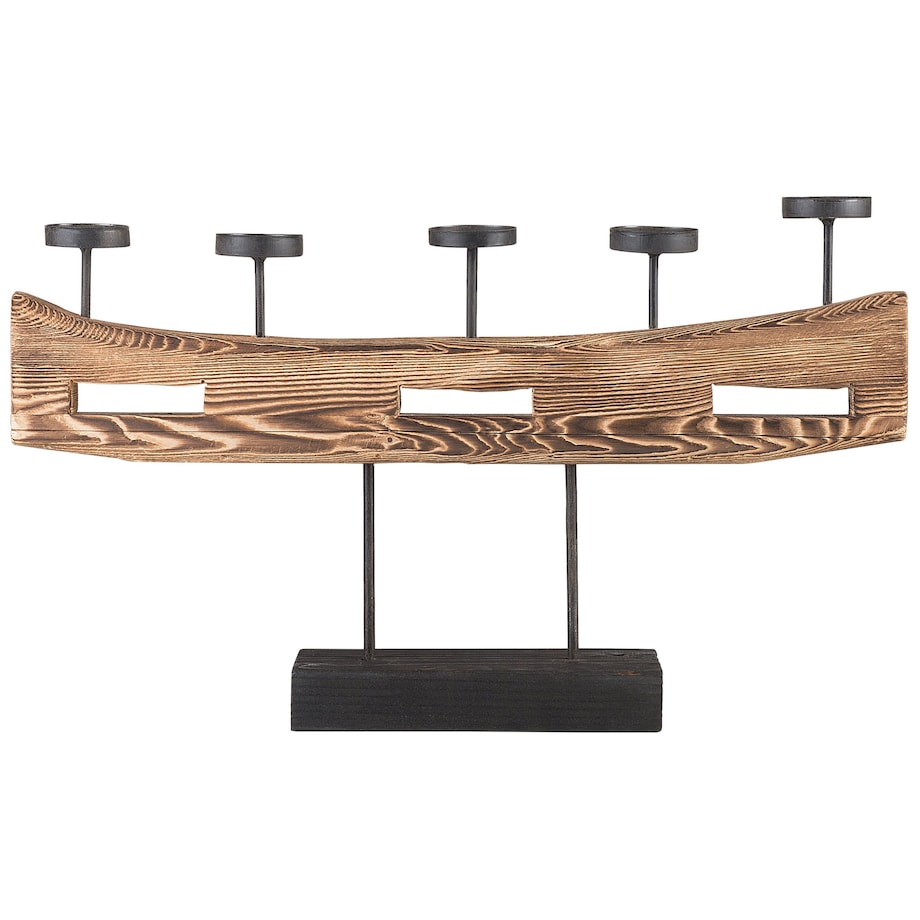 Świecznik GUATEMALA Drewno sosnowe 36 cm Brązowy