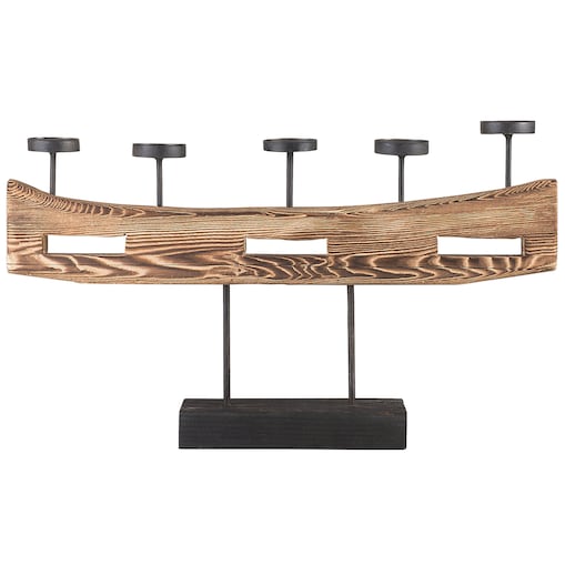 Świecznik GUATEMALA Drewno sosnowe 36 cm Brązowy