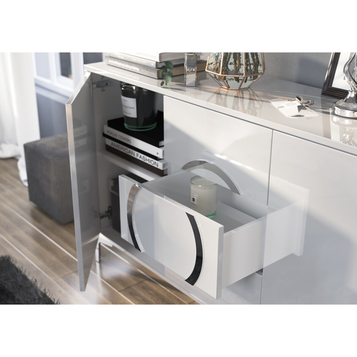 Biała nowoczesna komoda Dancan EVA | połysk