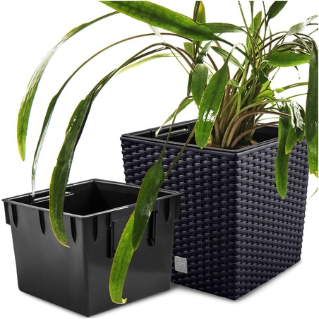 Doniczka Donica Ratanowa Kwadratowa Do Ogrodu Domu 15,8 L