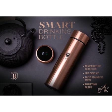 Inteligentny termos stalowy 0.45L z wskaźnikiem temperatury LED BERLINGER HAUS Rose Gold