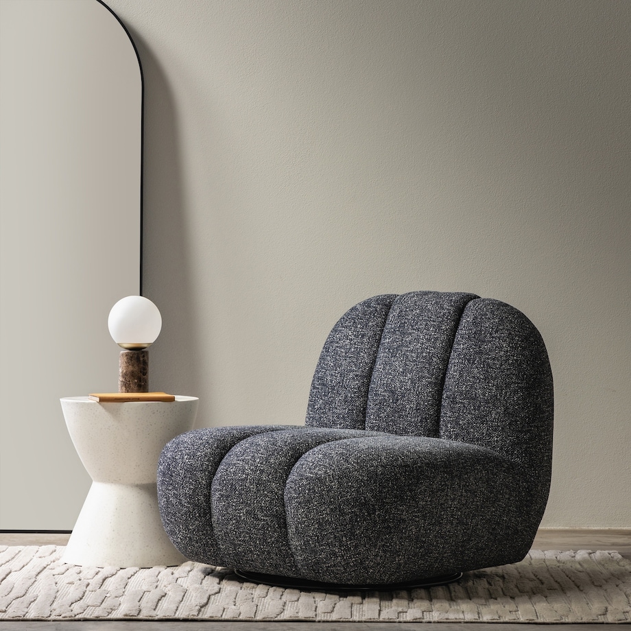 Fotel obrotowy ciemnoszary melanż bouclé Bulk