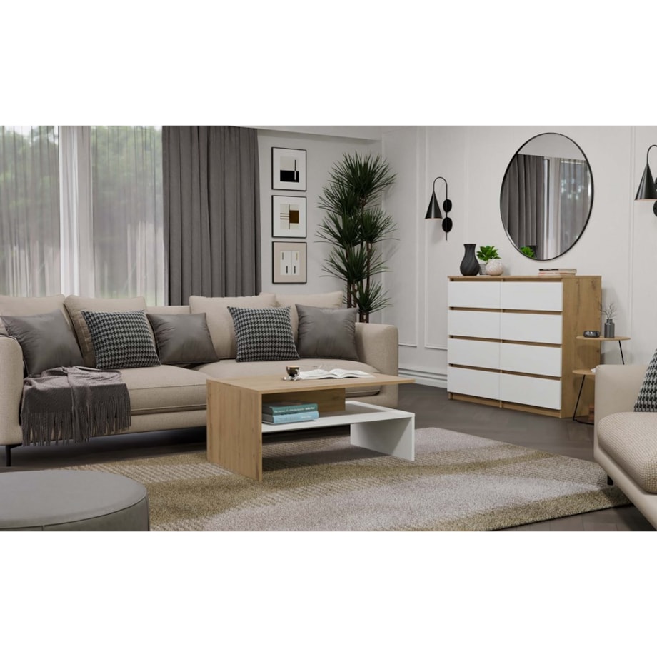 Ława Boston artisan biel stolik kawowy półki