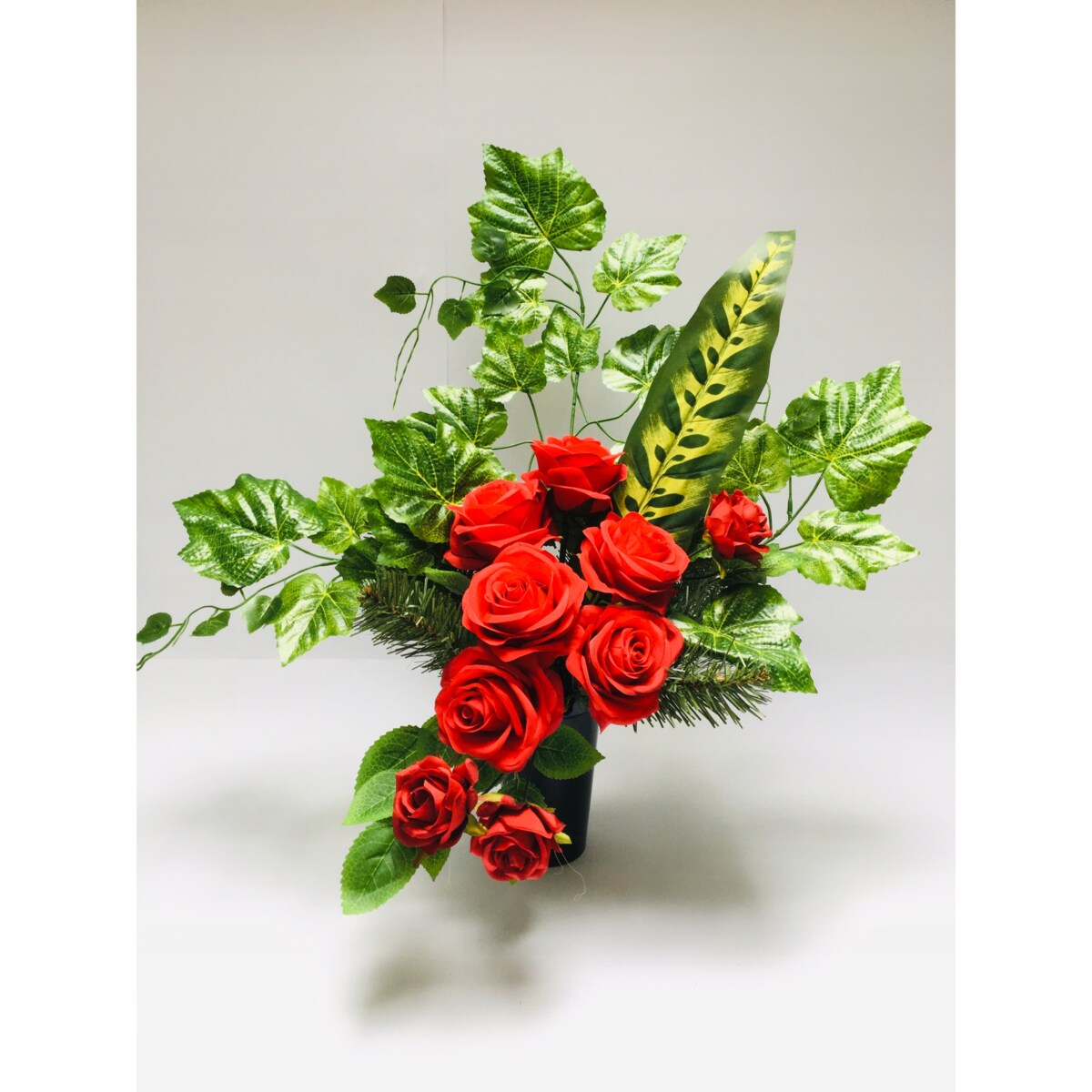 GOTOWY STROIK RÓŻA czerwona wkład do flakonu wiązanka na cmentarz KWIATY