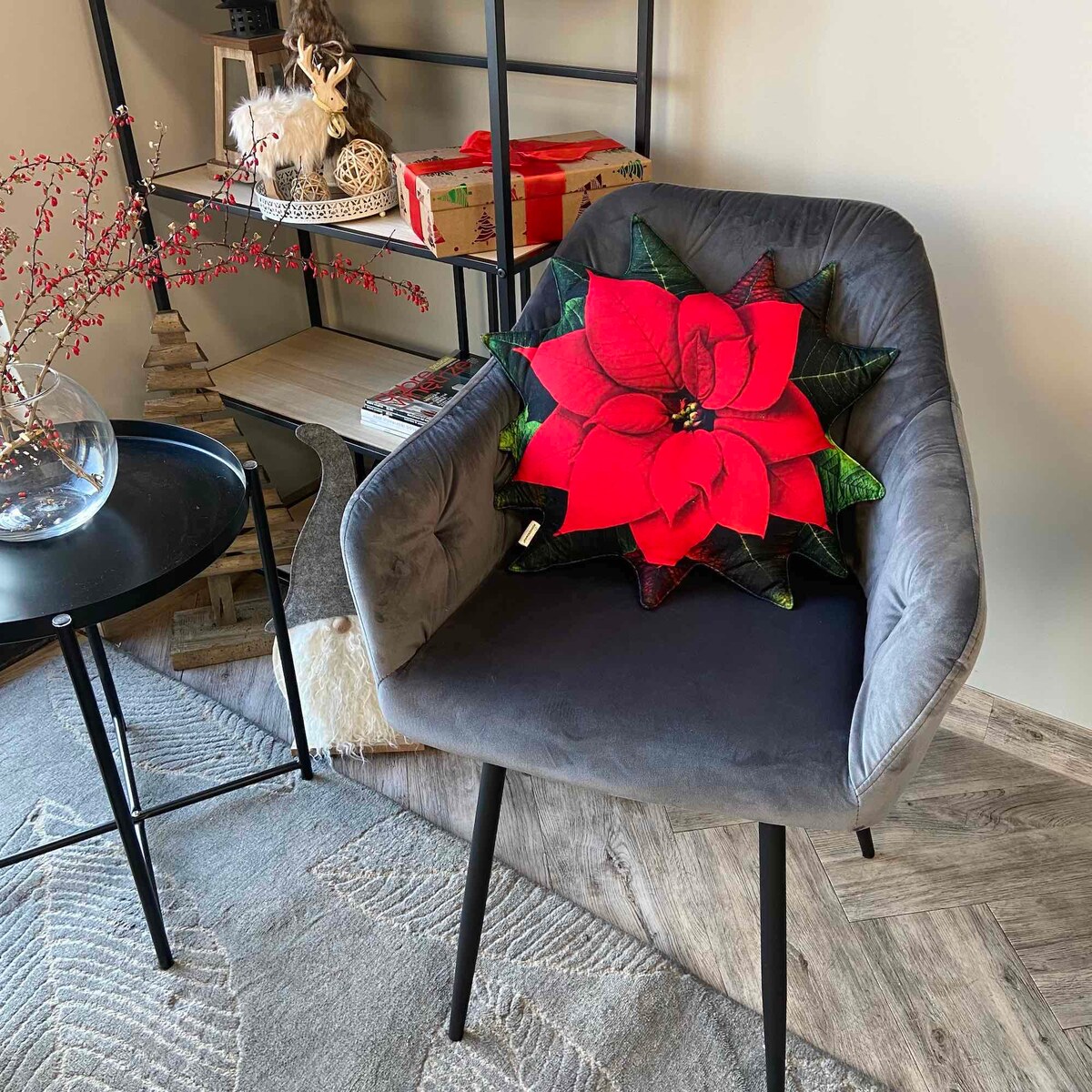 Poduszka duża Gwiazda Betlejemska czerwona Poinsencja Poduszkownia