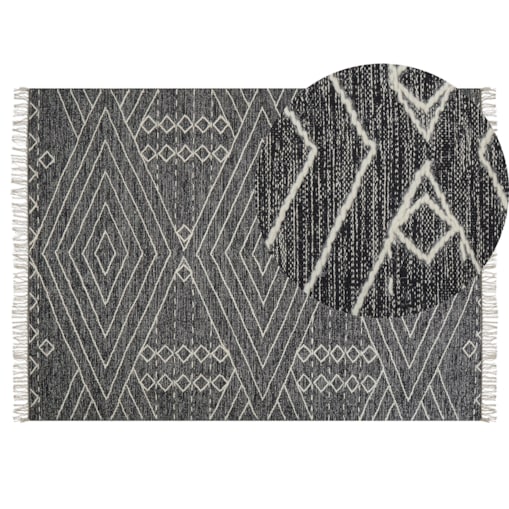 Dywan bawełniany 140 x 200 cm biało-czarny KHENIFRA