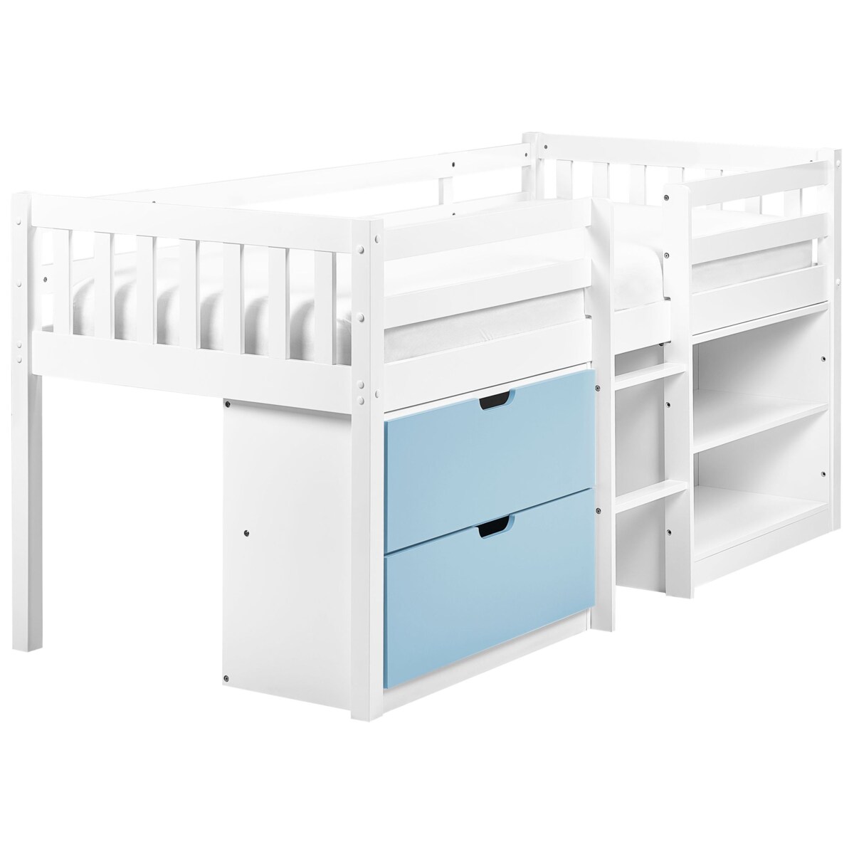 Łóżko na antresoli Drewno SUSVILLE 90 x 200 cm Niebieski