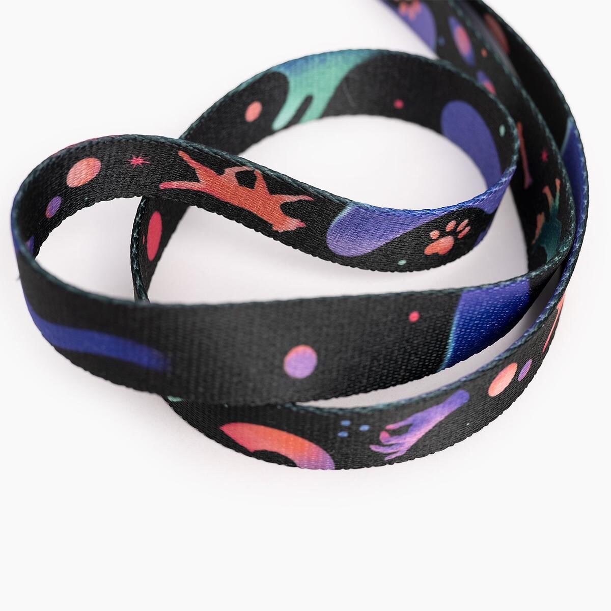 Smycz przepinana dla psa lub kota "Psychodelia" - Szerokość taśmy: 20mm, Rozmiar: S oraz Rodzaj: Mały karabinek