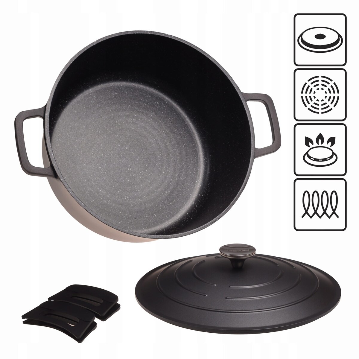 Garnek brytfanna kociołek z powłoką marmurową 6.5L KAMILLE