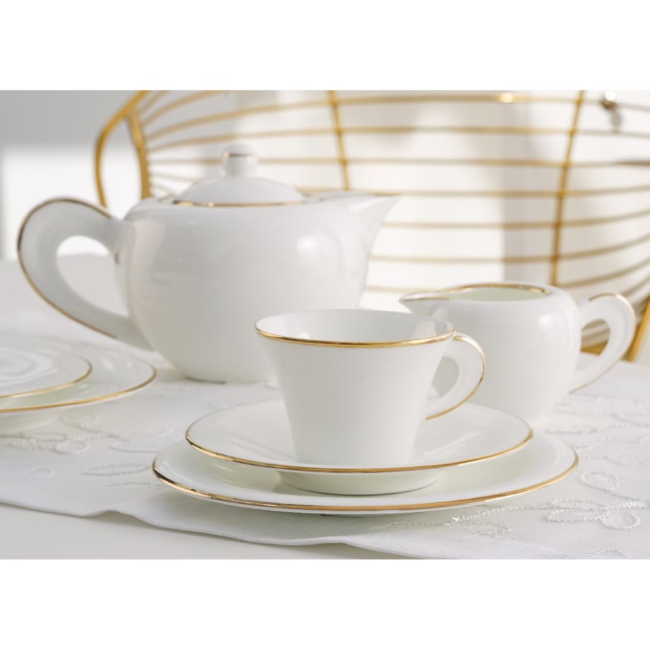 VILLA ITALIA Filiżanka do kawy herbaty porcelanowa 200 ml ze spodkiem NAOMI GOLD