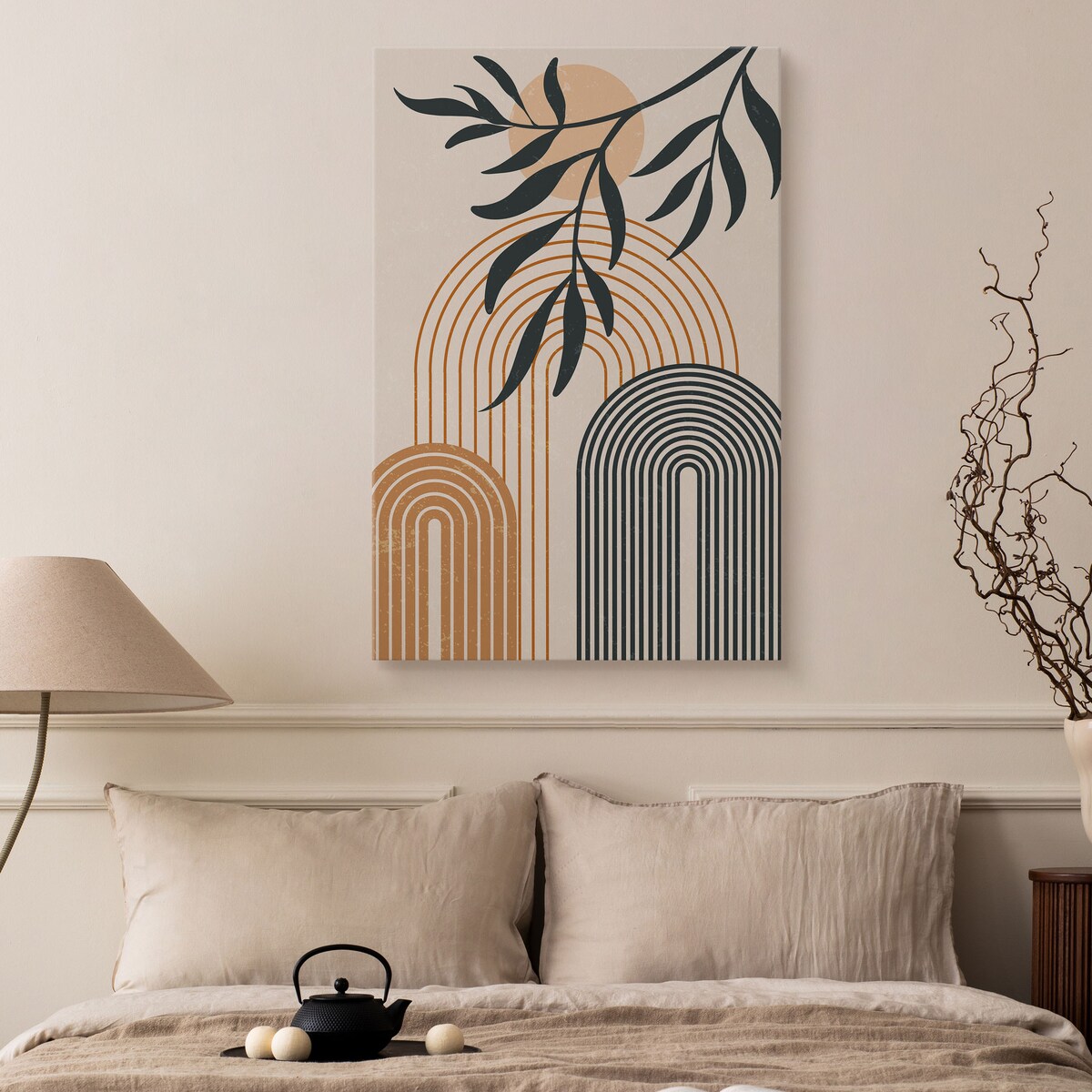 Obraz Gałązka Słońce Szlaczek Boho 80x120cm