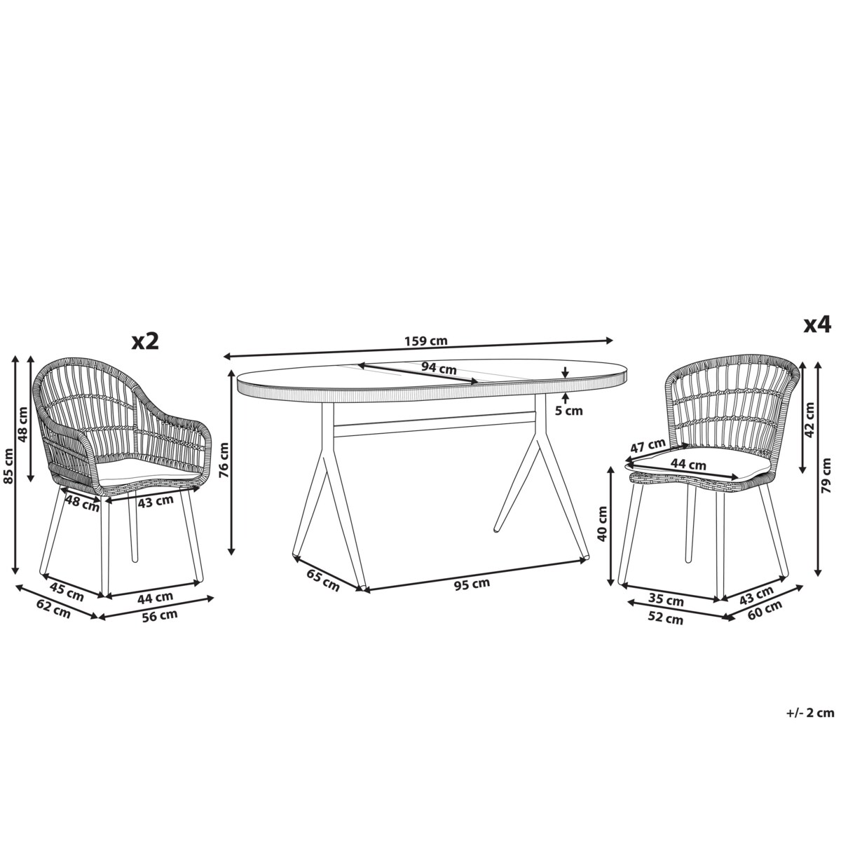 Zestaw ogrodowy dla 6 osób ALIANO II z poduszkami Technorattan Beżowy