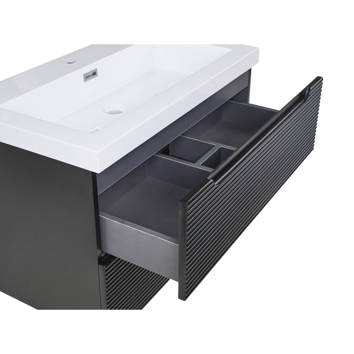 Szafka łazienkowa wisząca z umywalką MAKANA 80 cm Czarny