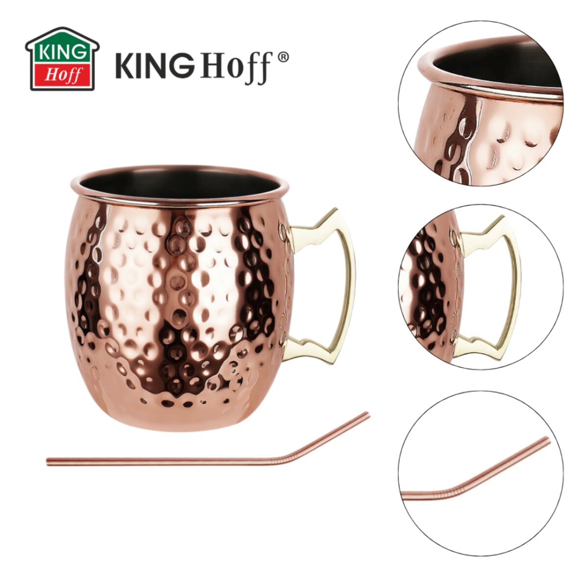 Kinghoff zestaw stalowych kubków 500ml do drinków Moscow Mule 64485